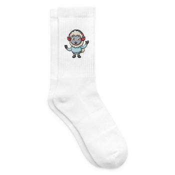 Schaf Lustige Zeichentrickfigur Kopfhörer Musik - Tennissocken - Weiß - Rechts