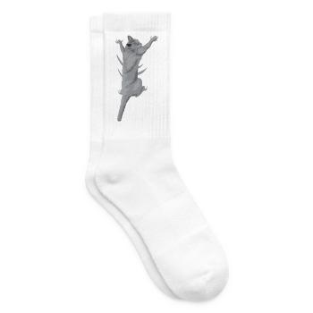 3D Katze klettert hoch - Lustige Katzen Illusion - Tennissocken - Weiß - Rechts