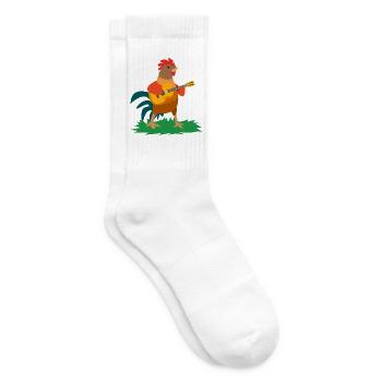 Rockiges Federvieh Gitarrensolo - Tennissocken - Weiß - Rechts