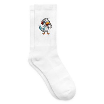 Pelikan Lustige Zeichentrickfigur Kopfhörer Musik - Tennissocken - Weiß - Rechts