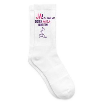 Ja! Ich kann mit diesen Nägeln arbeiten +Putzfrau - Tennissocken - Weiß - Rechts