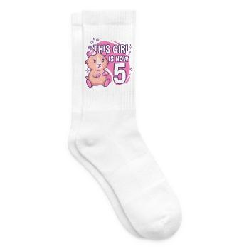 5. Geburtstag Meerschweinchen Mädchen 5 Jahre alt - Tennissocken - Weiß - Rechts