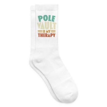 Stabhochsprung ist meine Therapie Stabhochspringer - Tennissocken - Weiß - Rechts