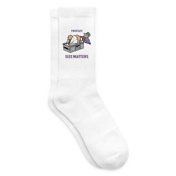 Sorgsamer Urologe Prostatavorsorge - Tennissocken - Weiß - Rechts