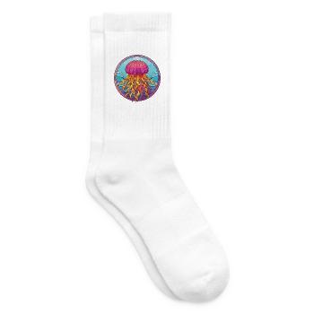 Qualle bunte Aquarell-Tier-Illustration - Tennissocken - Weiß - Rechts