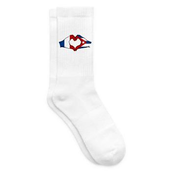 Frankreich Kuba Flagge Hände Herzform - Tennissocken - Weiß - Rechts