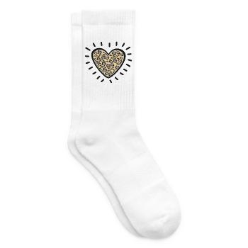 Leopard Heart Burst - Tennis socks - white - Right