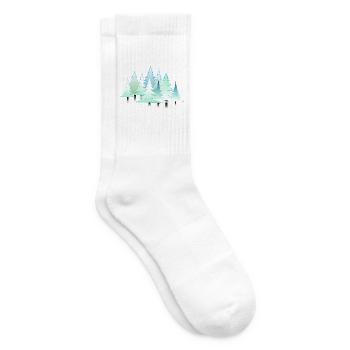 Weihnachten Winter Tannen Winterlandschaft Wald - Tennissocken - Weiß - Rechts