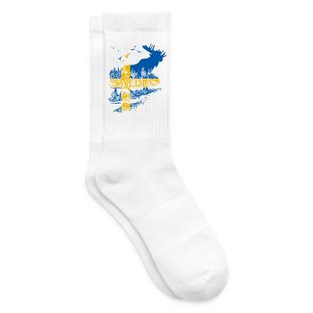 SWEDEN MOOSE SWEDEN FLAG - Tennis socks - white - Right