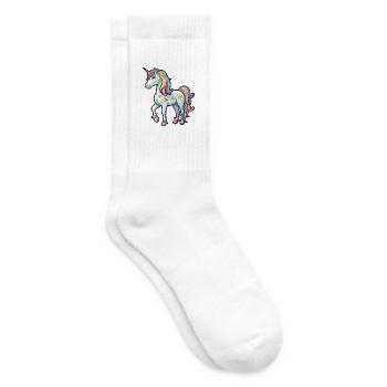 Einhorn Buntes Aquarell Cartoon Kawaii Tier - Tennissocken - Weiß - Rechts