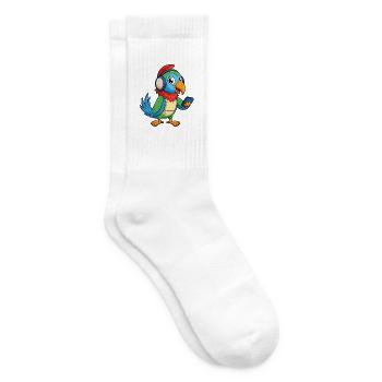 Papagei Lustige Zeichentrickfigur Kopfhörer Musik - Tennissocken - Weiß - Rechts