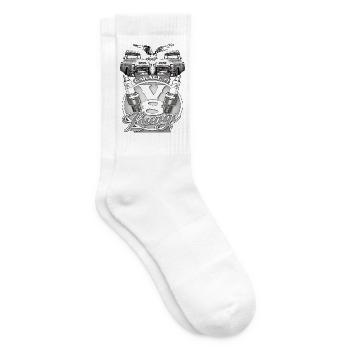 V8 Garage Lounge Oldtimer - Tennissocken - Weiß - Rechts
