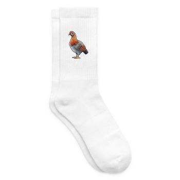 Auerhahn-Karikatur-Kawaii-Aquarell-Illustration - Tennissocken - Weiß - Rechts