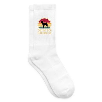 Basenji Hundeliebhaber Silhouette Vintage Sonnenuntergang - Tennissocken - Weiß - Rechts