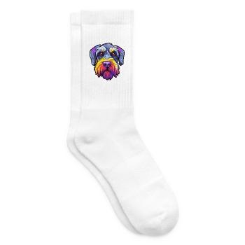 Standard Schnauzer Hunderasse Cartoon Kawaii Illust - Tennissocken - Weiß - Rechts