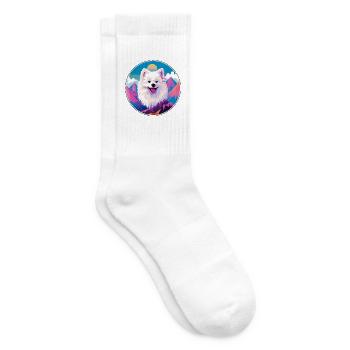 Amerikanische Eskimo-Hunderasse Karikatur Kawaii Watercolo - Tennissocken - Weiß - Rechts