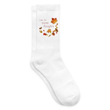 Time for warm Thoughts - Herbstblätter Spruch - Tennissocken - Weiß - Rechts