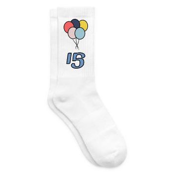 15. 15 ANS. 15e ANNIVERSAIRE. ANNIVERSAIRE 15 ANS. - Chaussettes de tennis - blanc - Droite