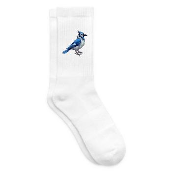 Blauer Eichelhäher Buntes Aquarell Cartoon Kawaii Tier - Tennissocken - Weiß - Rechts
