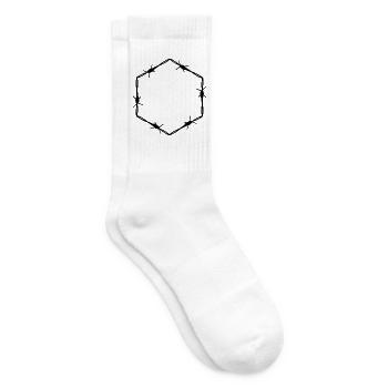 Stacheldraht 6 Eck Hexagon - Geschenkidee Tattoo - Tennissocken - Weiß - Rechts