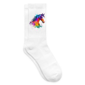 Idee Leidenschaft Pferde Reiter Aquarell Splash Art - Tennissocken - Weiß - Rechts