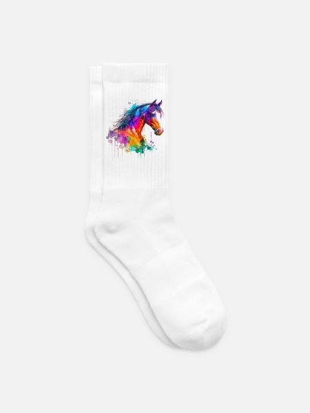 Idee Leidenschaft Pferde Reiter Aquarell Splash Art - Tennissocken - Weiß