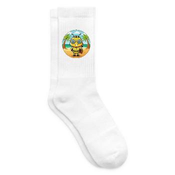 Biene Lustige Cartoon Sommer Strand Sonnenbrille - Tennissocken - Weiß - Rechts