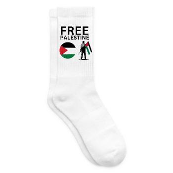 Free Palestine | Guy with palestine flag - Tennissocken - Weiß - Rechts
