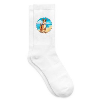 Glatter Collie Hund Rasse Cartoon Kawaii Clipart Hund - Tennissocken - Weiß - Rechts