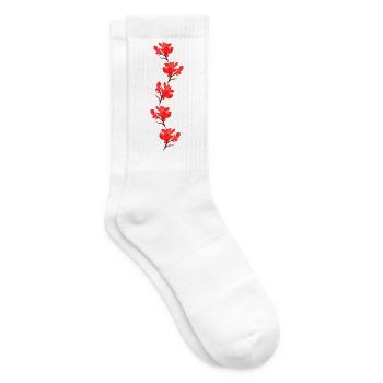 rote Blumen - Tennissocken - Weiß - Rechts