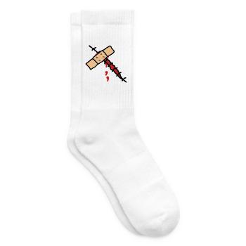 wunde mit pflaster - Tennissocken - Weiß - Rechts