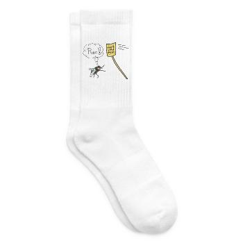 Fliege lustig Renn Run Vektor Fliegenklatsche - Tennissocken - Weiß - Rechts