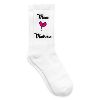 VIELEN DANK. GELIEBTE. DANKE, HERRIN. GELIEBTE - Tennissocken - Weiß - Rechts
