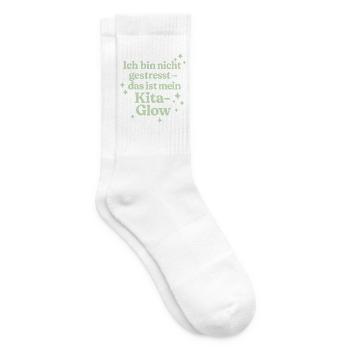 Ich bin nicht gestresst... (salbeigrün) - Tennissocken - Weiß - Rechts