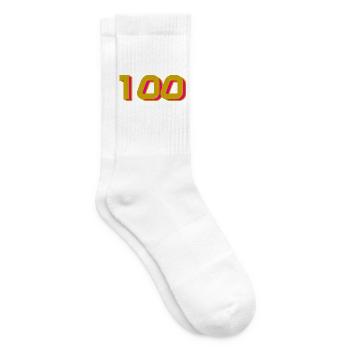 100. 100 JAHRE. 100-JÄHRIGES JUBILÄUM. 100. GEBURTSTAG - Tennissocken - Weiß - Rechts