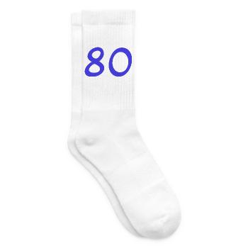 80. 80 JAHRE. 80-JÄHRIGES JUBILÄUM. 80. GEBURTSTAG. - Tennissocken - Weiß - Rechts