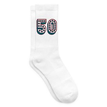50. 50 JAHRE. 50. JAHRESTAG. 50-JÄHRIGES JUBILÄUM. - Tennissocken - Weiß - Rechts