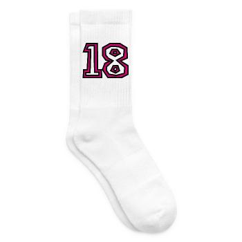 18. 18 JAHRE ALT. 18-JÄHRIGES JUBILÄUM. GEBURTSTAG 18 JAHRE. - Tennissocken - Weiß - Rechts