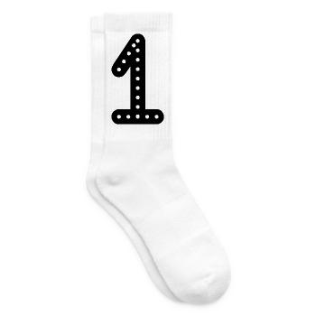 1. 1 JAHR. 1. JAHRESTAG. GEBURTSTAG 1 JAHR. EINS - Tennissocken - Weiß - Rechts