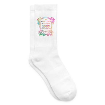 1965 Geburtstag Jahrgang Vintage Regenbogenfarben - Tennissocken - Weiß - Rechts