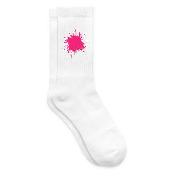 Fleck Farbe Gespritzt Schmutz schmutzig Rosa Pink - Tennissocken - Weiß - Rechts