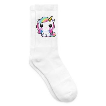 Baby Einhorn mit Regenbogen Mähne - Tennissocken - Weiß - Rechts
