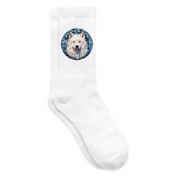 Samojede Hunderasse Aquarellglas - Tennissocken - Weiß - Rechts