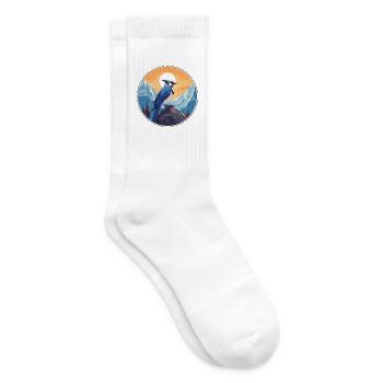 Blauer Eichelhäher Aquarell Karikatur Kawaii Haustier Tier Colo - Tennissocken - Weiß - Rechts