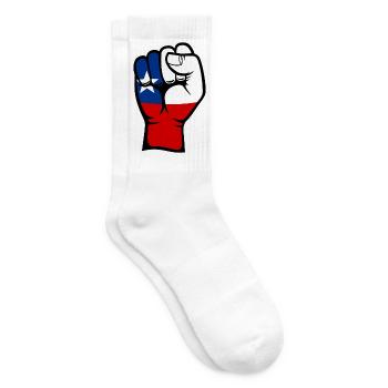 Chile Flagge Faust Hand Symbol - Tennissocken - Weiß - Rechts