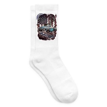 Americana V8 Truck Eagle Motif - Tennissocken - Weiß - Rechts