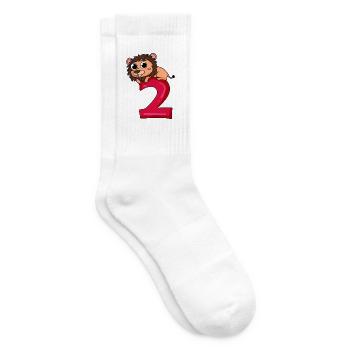 2 Geburtstag Löwe - 2 Jahre alt Geschenk - Tennissocken - Weiß - Rechts