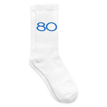 80. 80 JAHRE. 80-JÄHRIGES JUBILÄUM. 80. GEBURTSTAG. - Tennissocken - Weiß - Rechts