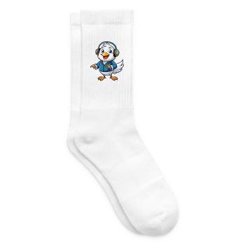 Möwe Lustige Zeichentrickfigur Kopfhörer Musik - Tennissocken - Weiß - Rechts