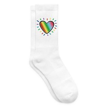 Rainbow Heart Pride Emblem - Tennis socks - white - Right